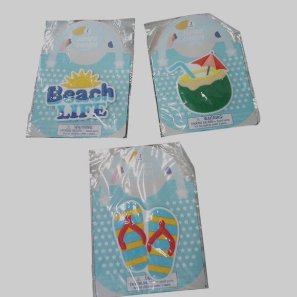 Lucky Star Enterprises Handbags - 3‑PK Jumbo Rubber Beach Tote Bag Charms – Assorted – 3+ Years